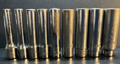9 Mac Tools / Snap-on 1/4" Dr. SAE Deep Sockets, (FREE Shipping) - Image 1 of 2