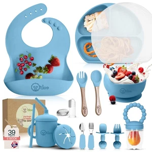 17-Piece BPA-Free Silicone Baby Feeding Set | Thick & Soft Suction Plates, Ba... - Foto 1 di 7