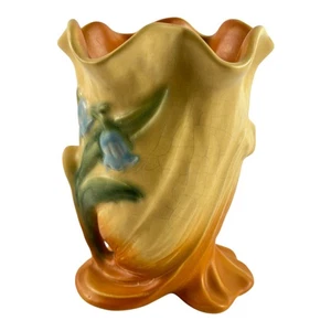 Vintage Arts and Crafts Weller Pottery Brown Orange Roba Bluebell Vase R3 - Picture 1 of 7