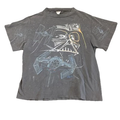 Vintage Darth Vader Star Wars Shirt XL 18-20 Kids Single Stitch Black distressed - Image 1 of 4