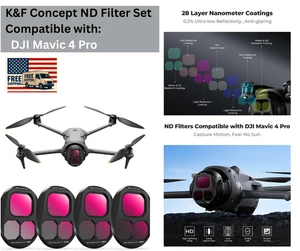 K&F Concept ND Filter Set for DJI Mavic 4 Pro – 4 Pack ND8/16/32/64 HD Glass - Picture 1 of 8