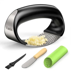 Garlic Press Rocker - Stainless Steel Garlic Crusher, Mincer and Chopper with... - Picture 1 of 7