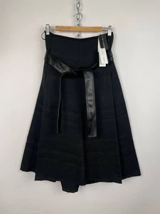 Proenza Schouler A-Linie Tweed Midi schwarz Rock mit Gürtel Gr. 0 - Bild 1 von 9