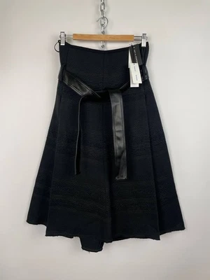 Proenza Schouler a-line tweed midi black  skirt with belt size 0 - Image 1 of 4