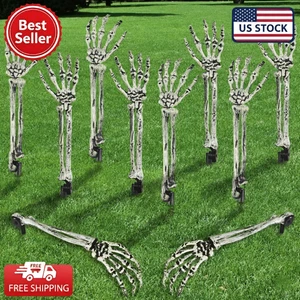 10 Stück Halloween Skelett Arm Pfähle Realistisch Friedhof Hof Deko Outdoor Party - Bild 1 von 7