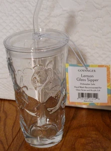 Godinger Embossed Lemon Glass Sipper 21 OZ NEW & CAP SEALS - Picture 1 of 5