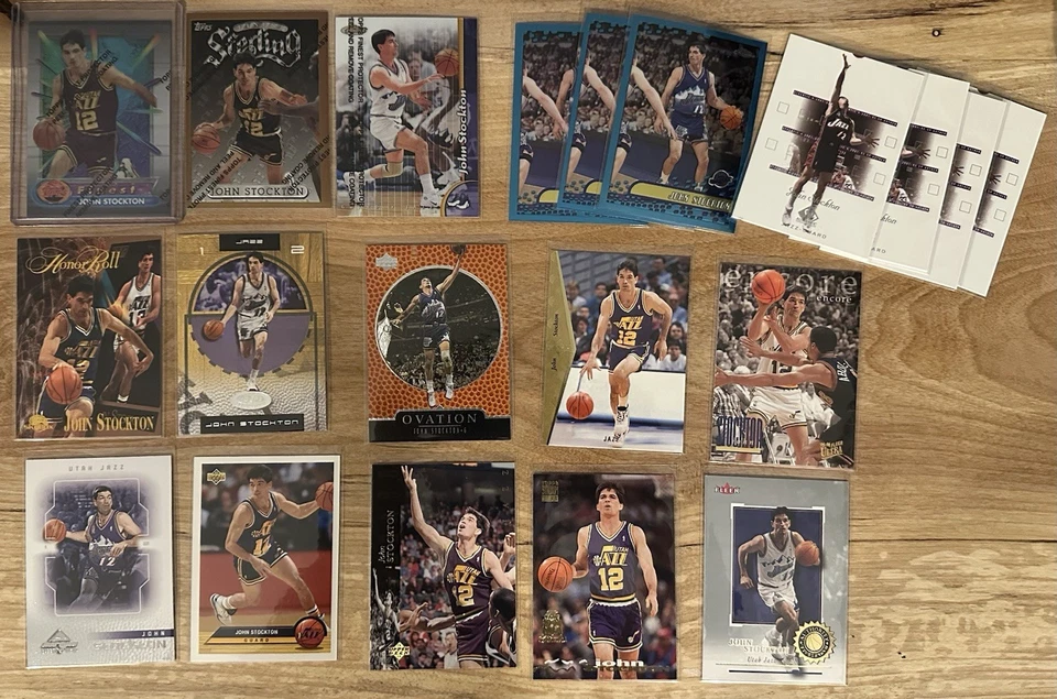 Lote de tarjetas de baloncesto de la NBA John Stockton Topps Finest Topps insertos cromados patio más Foto 1 de 1