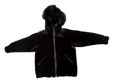 Abrigo Vintage Olympia Limited Inc EE. UU. Negro Felpa Imitación Piel Talla S Foto 1 de 4