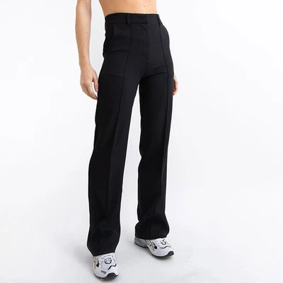 Women's Casual High Waist Trousers Pockets Pants Straight Legs Bottoms SIZE 6-22 - Image 1 of 4