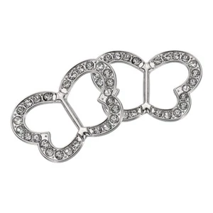 2pcs Silk Scarf Ring Clip Rhinestone Butterfly T-Shirt Ties Buckle, Silver - Picture 1 of 7