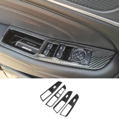 4X Window Lock Lift Panel Steel Carbon Fiber Trim Frame For Ford Edge 2018-2021 - Imagem 1 de 4