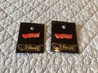 STEIFF RED AND GOLD TEDDY BEAR ENAMEL PIN BADGES X 2  BUTTON IN EAR COLLECTABLE 