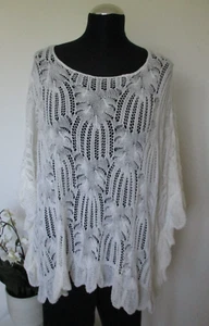 Oversized Häkel-Poncho Netz Pullover Häkel-Optik Gr. 2XL 42 44 46 48 50 52 - Bild 1 von 6