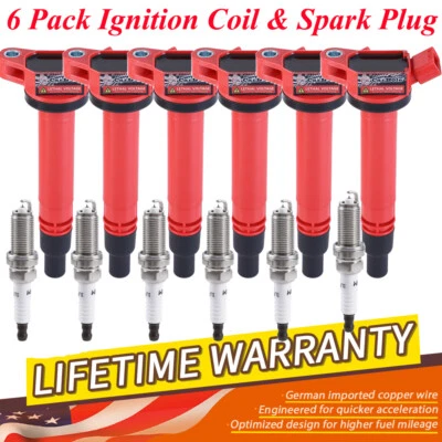 6X Ignition bobinas and Spark Plug for TOYOTA 4Runner Camry Venza LEXUS 673-1309 — 第 1/4 张图片
