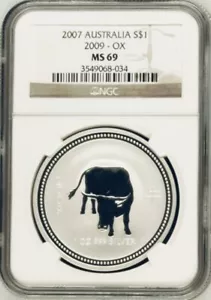 2007 Year of the Ox Australia $1 2009 NGC MS 69 Special Year - Picture 1 of 2