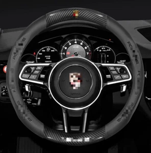 15" PU Leather+Carbon fiber Steering Wheel Cover For 1980-2025 Porsche All Cars - Bild 1 von 5