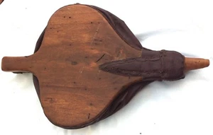 ANTIQUE BELLOWS WOOD LEATHER FIREPLACE Vintage Wooden Primitive - Picture 1 of 10