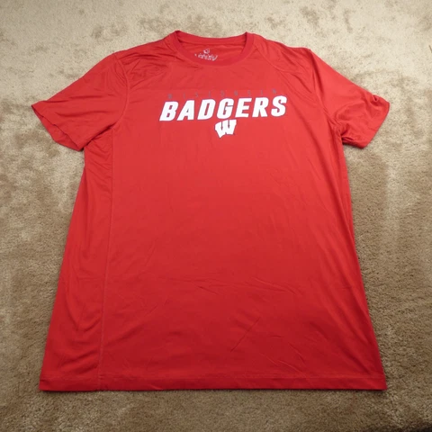 Wisconsin Badgers Shirt Adult Extra Large Red White Football Mens 6.3* Cover