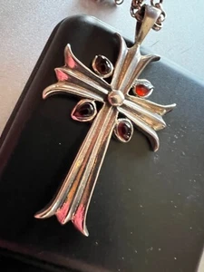 Sterling Silver Cross and Chain Pendant 33 Grams - See pics for chain length - Picture 1 of 13
