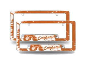 Texas Longhorns Chrome Metal (Set of 2) License Plate Frames with Bold Tie Dye - Picture 1 of 6
