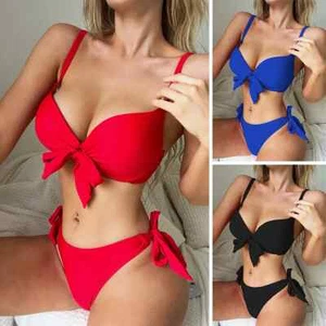 Womens Sexy Push Up Bikini Set Swimwear Underwired Bathing Suit Bowknot Swimsuit - Picture 1 of 60