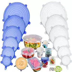 Silicone Stretch Lids Food Covers Reusable Silicone Food Bowl Cover 6 Pieces Set - Picture 1 of 9