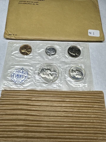 1957 Proof Set Flat Pack in U.S. OGP 90% Silver Franklin QUARTER DIME UNC #1 Cover