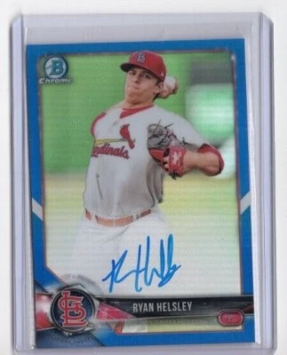 RYAN HELSLEY 2018 Bowman Chrome Blue Refractor AUTO #/150 3 Available - Image 1 of 2