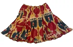 Gonna azteca nuova con etichette Ralph Lauren donna 100% seta flutter colorata taglia 20 W - Foto 1 di 14