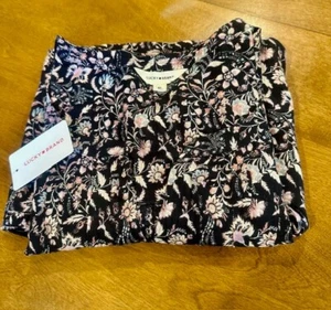 Lucky Brand Short Sleeve Beautiful Peasant Blouse Black Size XL MSRP $69.50 - Picture 1 of 6