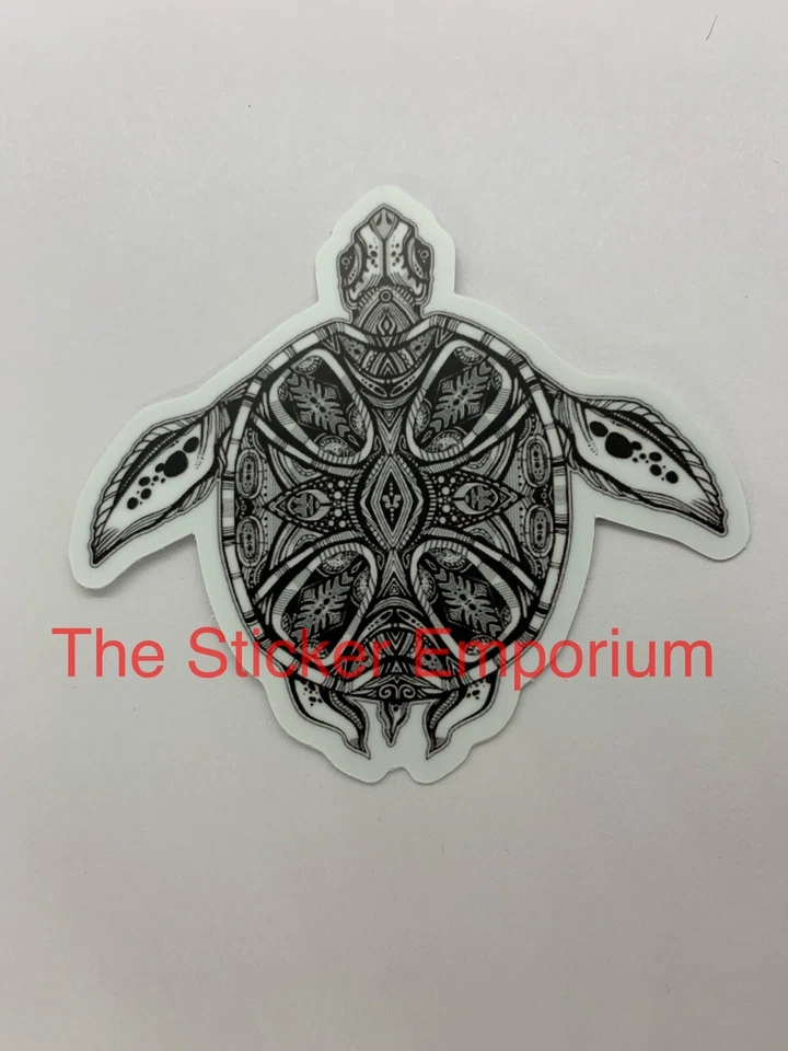Sea Turtle Sticker ~ Water Bottle ~ Laptop ~ Tumbler ~ Vinyl Tribal Beach Decal - Image 1 of 1