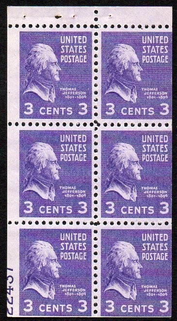 807a 3c Prexie booklet pane 55% #22437 LL MNH - Image 1 of 1