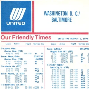 1976/3/2 United Airlines Washington DC Spielplan 50th Anniversary 747 DC-10 4A - Bild 1 von 3