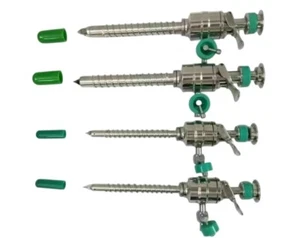 Laparoscopic Spiral Trocar Cannula 5mm 10mm Reusable Surgical Instrument Set 4Pc - Picture 1 of 5