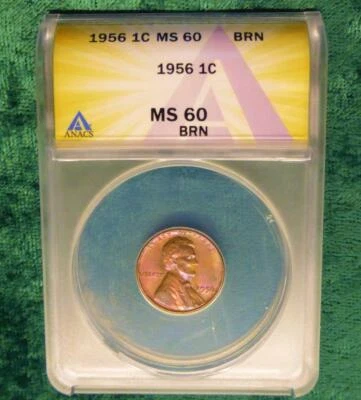 1956 ANACS MS60 RD Lincoln Wheat Cent, Red with PINK & BLUE COLOR Tone - Image 1 of 4