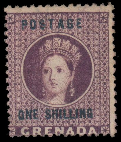 GRENADA 1875 1sh PURPLE UNUSED #11 deep rich shade regummed scarce $775.00 Cover