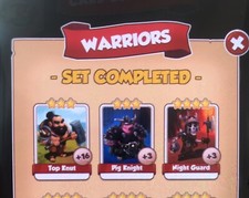 Warriors Set coinmaster top knut,pig knight,knight guard 3 cards fast delivery