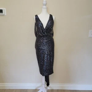 Jovani Cocktail Dress Plunging V-Neck with Open back Sequins Knee-length NWT - Picture 1 of 6