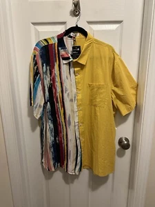 ChArmkpR Men's Button Front Shirt Color Block Short Sleeve Size XXL NWT - Picture 1 of 5