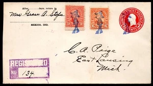 US 1930 FANCY CANCELS REGISTERED MEXICO INDIANA WITH DESIGN OF A SMOKING MEXICAN - Picture 1 of 2