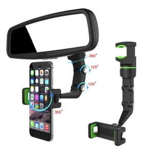 1080° Rotation Car Phone Holder Dashboard Rearview Mirror Sun Visor Mount Holder - Picture 1 of 11