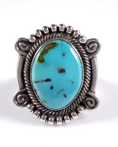 Anillo Navajo Terry Martínez Plata Esterlina Royston Turquesa Hecho a Mano Estilo Antiguo - Imagen 1 de 7