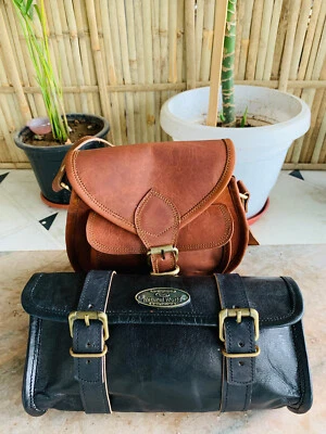 Vintage Genuine Cross-body Bag Leather Messenger Shoulder Purse Free Tool Bag - Image 1 of 4