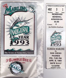 Florida Marlins The Start of Something Great Pin # 1 of 5 with Game Ticket - Bild 1 von 1