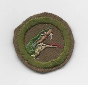 Insignia de mérito de estudio de reptiles, tipo C bronceado estrecho prensado (1938-46), usada - Imagen 1 de 1