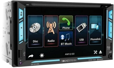Soundstream VR-64HBL 2-DIN DVD CD Player 6.2" Bluetooth Android 2 Way Phone Link - Image 1 of 4