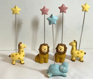 5 Vintage Lion Hippo Giraffe Star Note Card Clip and Photo Holder Stand Resin - Picture 1 of 13