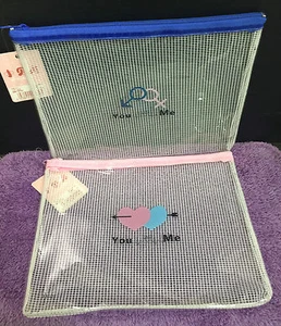 2x Clear Bags Stationary Utility Cosmetic Pencil Pouch Document Sweet Love Gift - Picture 1 of 4