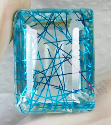 75 Ct. Large Rutilated Quartz Emerald Cut Faceted Loose Gemstone Gift for Women - Image 1 of 4