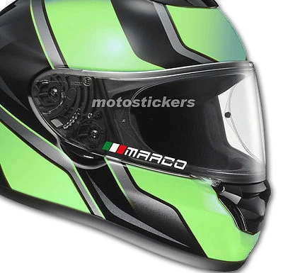 MOTOSTICKERS 3 Nomi adesivi + bandiera uso visiera casco moto auto